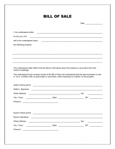 Free Blank Bill of Sale Form - Download PDF | Word