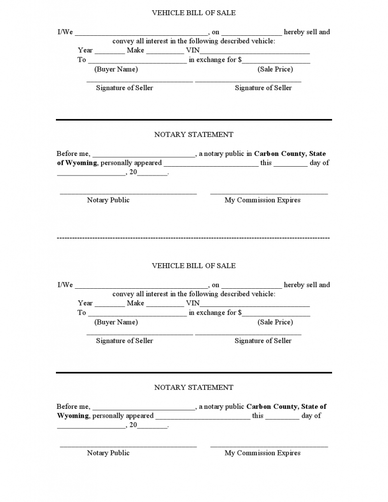 Basic Notarized Bill Of Sale Earlyreka